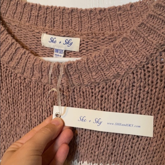 NWT She + Skye Dusty Pink and Cream Sweater - Picture 5 of 5